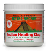 Aztec Secret Indian Healing Clay jar close-up for natural cleansing and authenticity