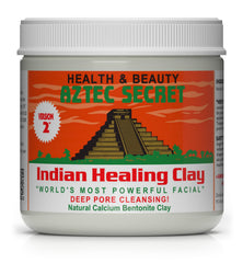 Aztec Secret Indian Healing Clay jar close-up for natural cleansing and authenticity