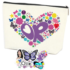 Pochette maquillage Azteoiz Rodrigo Sour avec stickers colorés pour voyage.