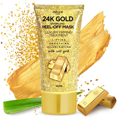 Azure 24K Or masque visage doré pelable montrant l aspect luxueux et lifting possible.