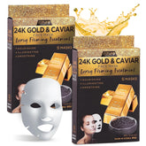 Azure Cosmetics 24K gold and caviar mask packaging emphasizes luxury skincare.