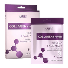 Azure Cosmetics Masque papier collagène-peptides, effet liftant léger pour peau plus tonique et fraîche.
