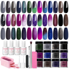 Kit AZUREBEAUTY dip poudre avec 20 couleurs scintillantes pour ongles