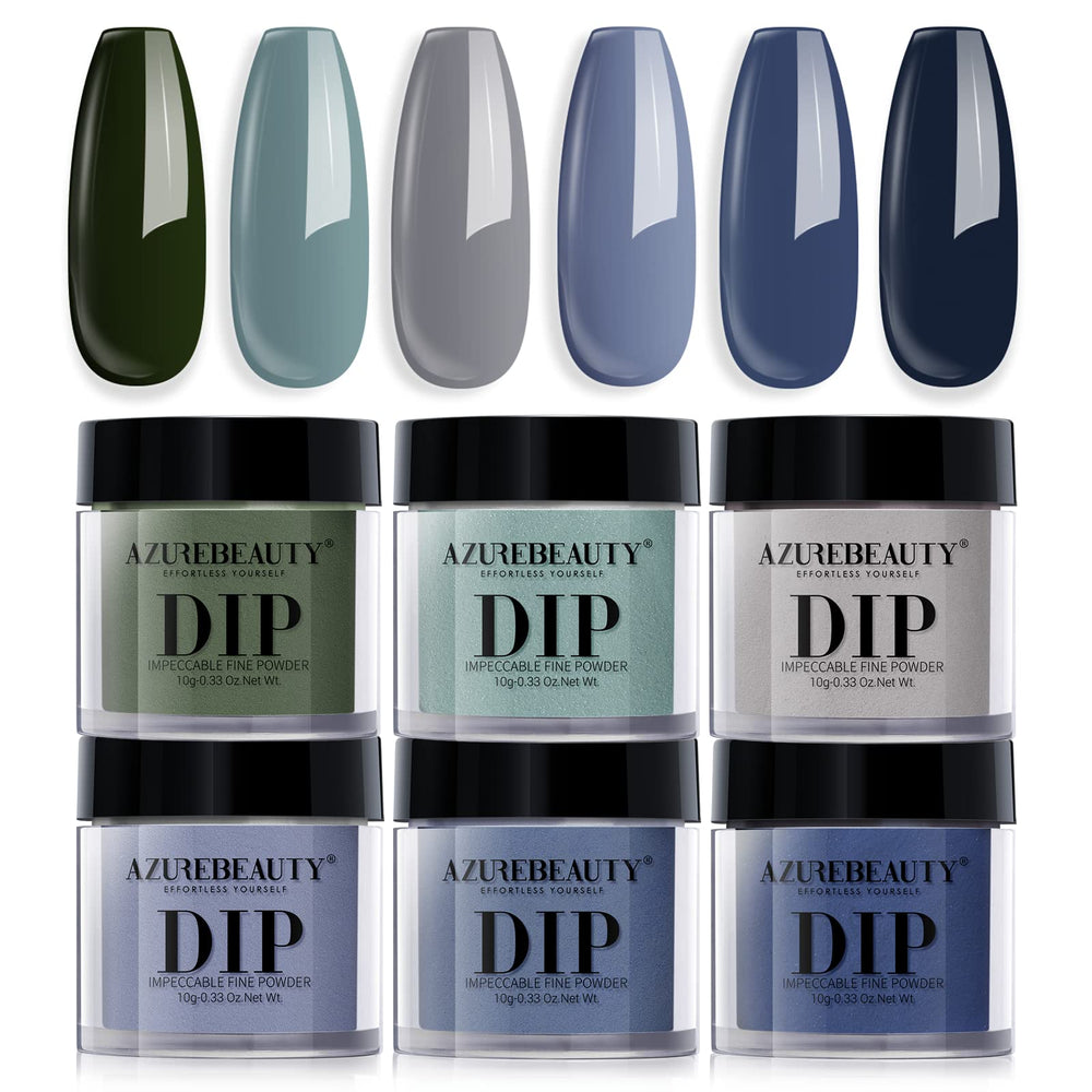 AzureBeauty poudre dip bleu sauge gris: fini brillant durable pour une manucure élégante