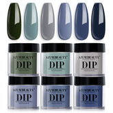 AzureBeauty poudre dip bleu sauge gris: fini brillant durable pour une manucure élégante