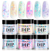 AzureBeauty Dip Poudre ensemble 6 couleurs printemps pour une manucure naturelle et lumineuse.