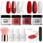 AzureBeauty dip powder kit contents laid out for a complete at-home manicure with no lamp needed.
