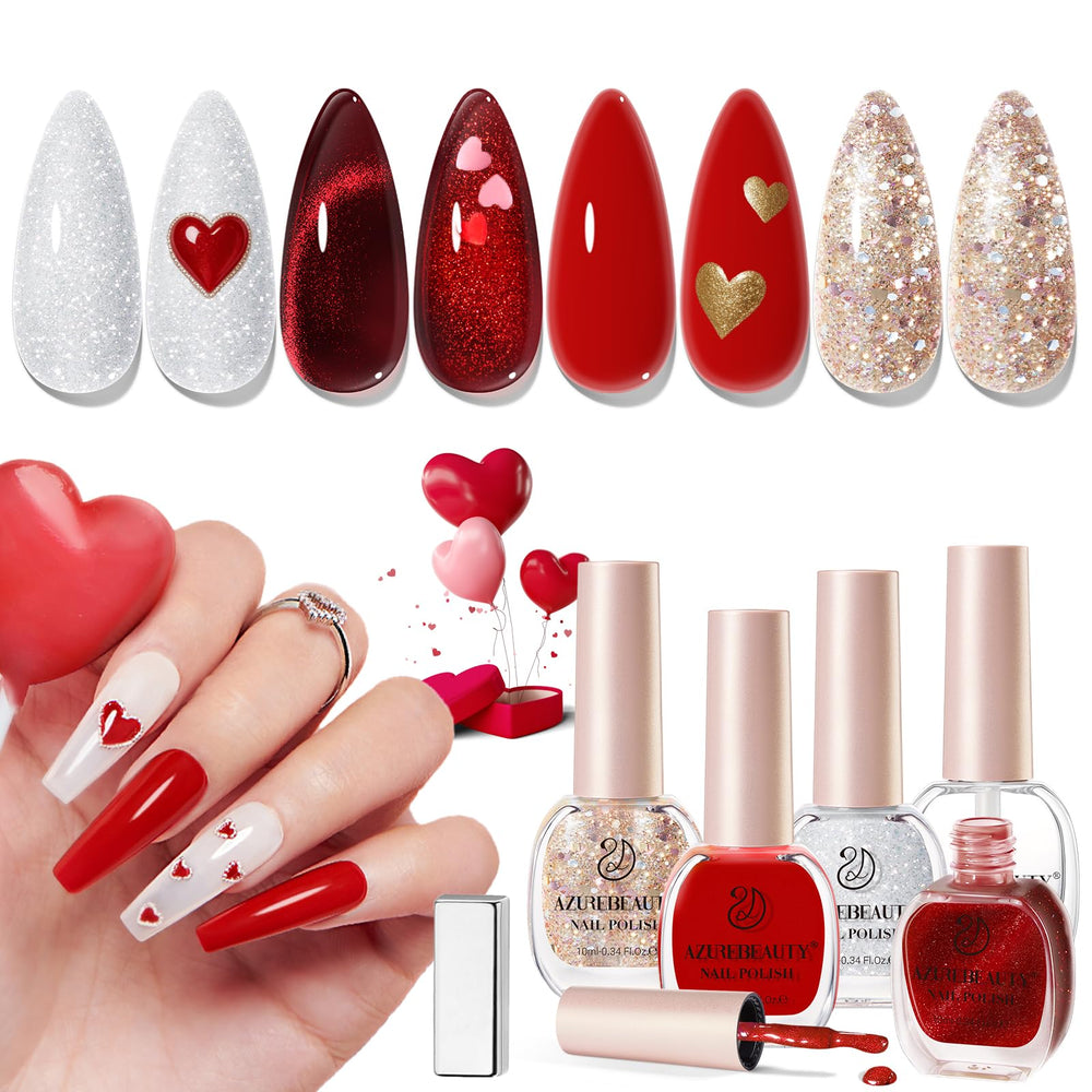 AZUREBEAUTY coffret vernis noel rouge et argent pret pour les fetes.