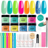 AZUREBEAUTY kit poudres dip 8 couleurs, palette éclatante et durable pour vos manucures.