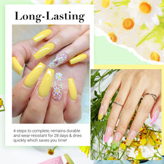 Quatre poudres AZUREBEAUTY 10 g jaunes, vertes et roses avec fleurs seches incluses.