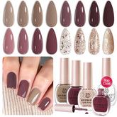 AZUREBEAUTY vernis ensemble 4 couleurs nude violet paillettes — look élégant et rapide à porter.