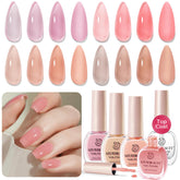 AZUREBEAUTY vernis jelly transparent rose pale, application douce pour un look naturel.
