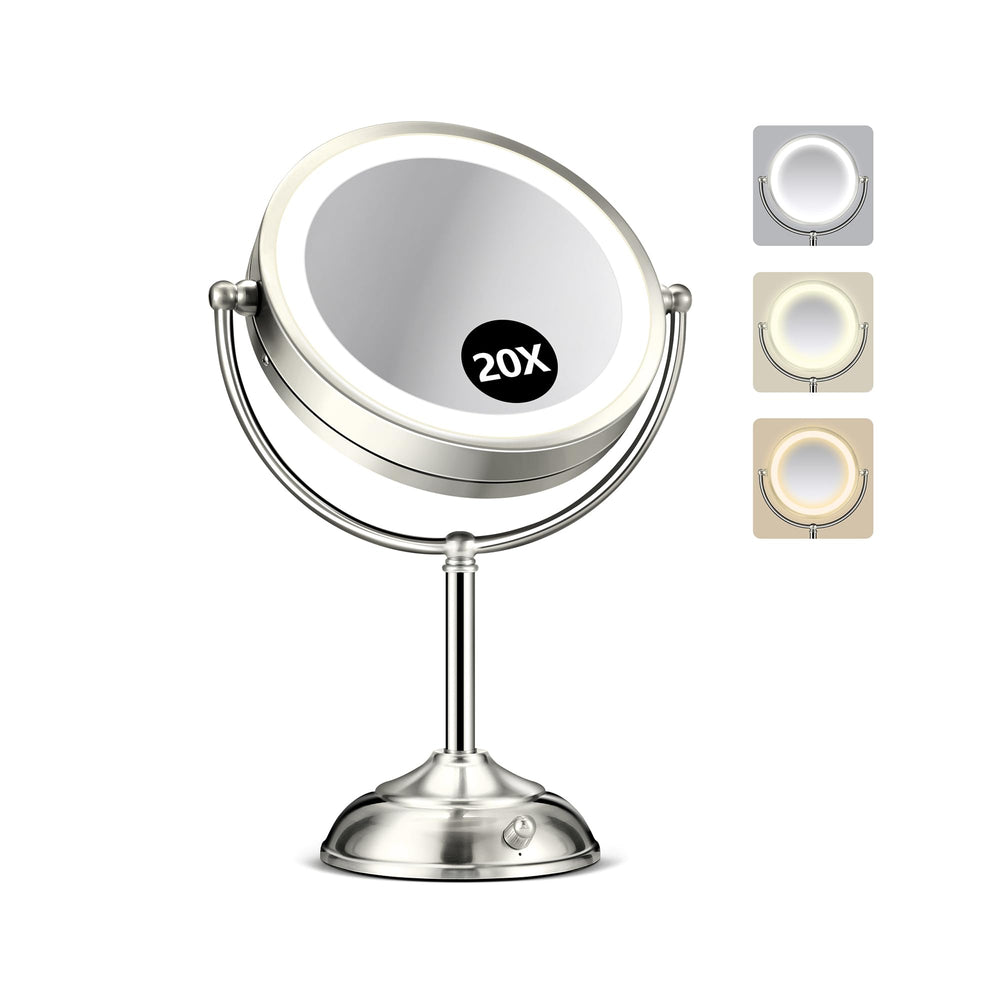 Miroir B Beauty Planet avec loupe 20x et éclairage pour détails précis.