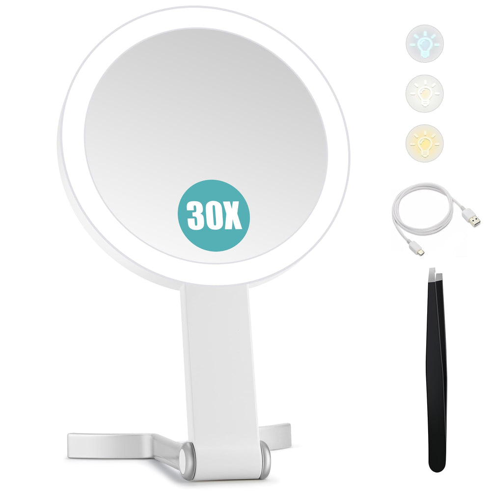 Miroir B Beauty Planet double-face avec lumière intégrée pour un maquillage précis.