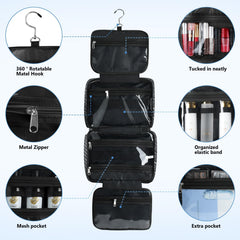 Trousse B365 voyage noir suspendue 360, accès rapide en voyage.