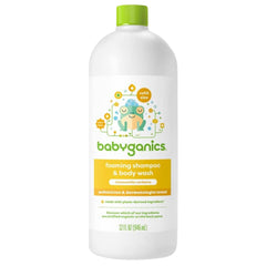BabyGanics Chamomile Verbena refill bottle pour, gentle head-to-toe cleansing for babies.