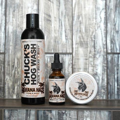 Étiquette claire Badass Beard Care, promesse naturelle et sans danger