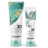 Badger crème solaire minérale emballage 2-pack, pratique à emporter.