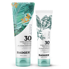 Badger crème solaire minérale emballage 2-pack, pratique à emporter.
