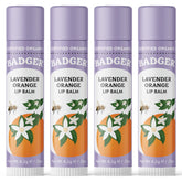 Badger Lavender Orange Classic Lip Balm tube, compact packaging for everyday moisture.