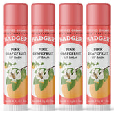 Badger Pink Grapefruit Lip Balm pack shows a smooth glide for dry lips.