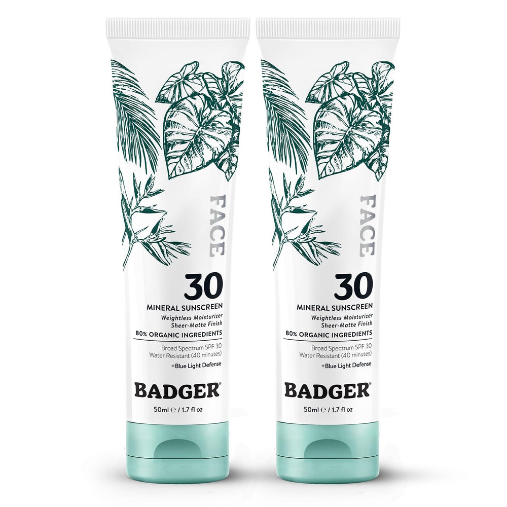 Badger zinc oxide visage – bouteille ensemble 2-pack, pratique pour voyage et usage quotidien