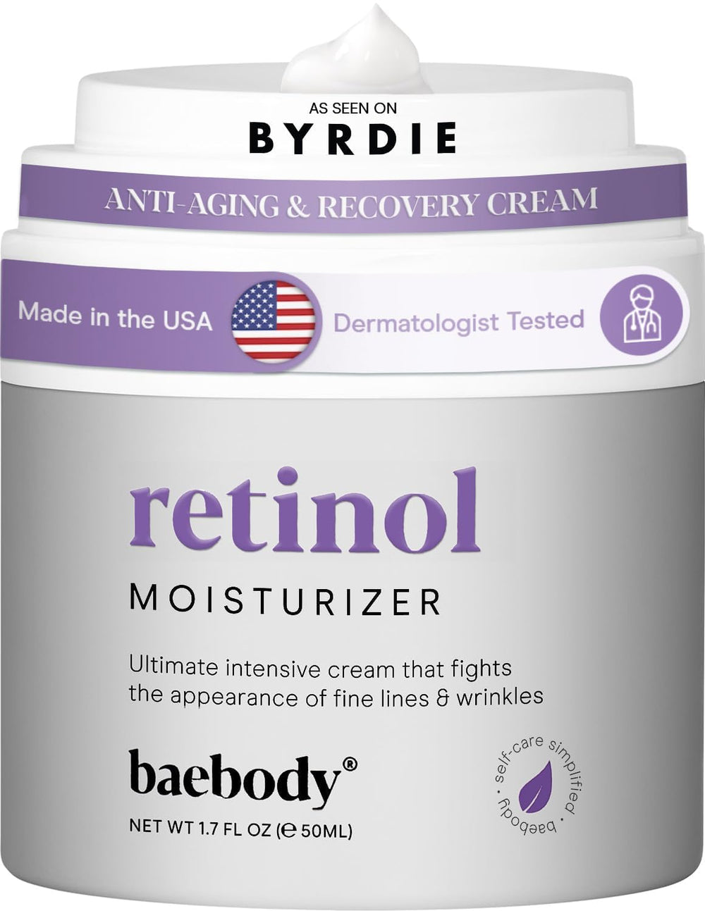 Baebody crème rétinol visage – pompe hygiénique pour une application propre et précise.