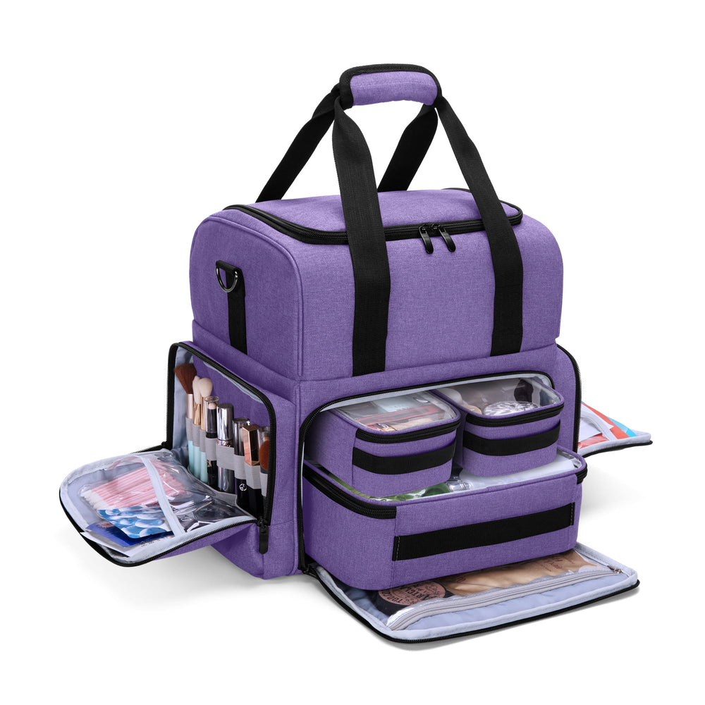 BAFASO sac maquillage voyage 2 couches, grand rangement pour outils beauté.