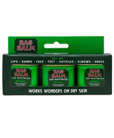 Bag Balm mini tin gift box set front view showing three compact tins for versatile skin care