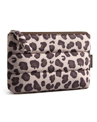 Trousse BAGSMART en imprimé léopard, rangement maquillage compact et pratique pour le voyage.