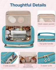 Sac de toilette imperméable avec poche frontale pour séparation humide-sec.