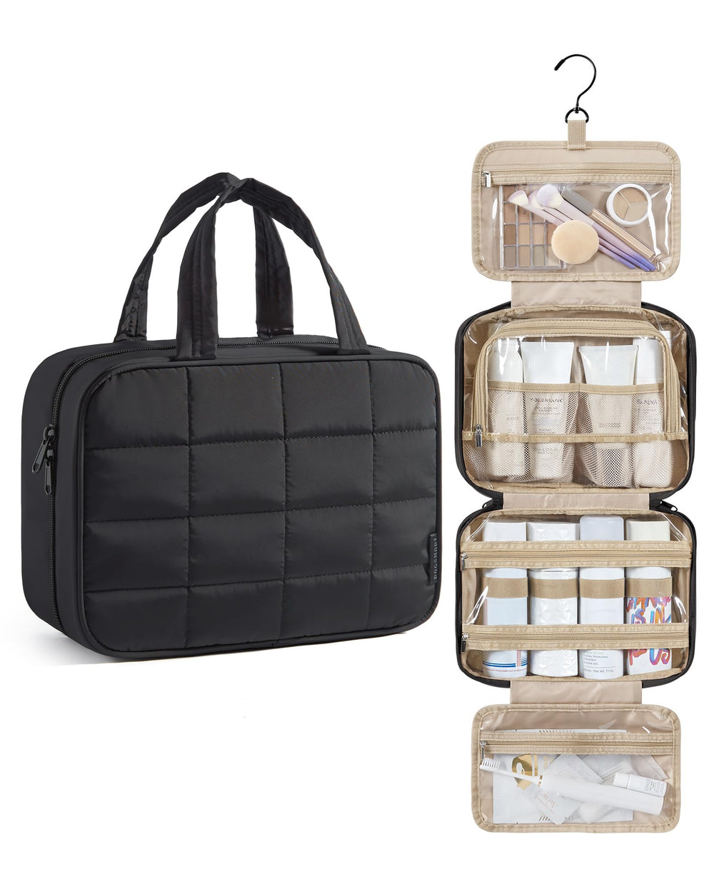 BAGSMART sac de toilettes, matière moelleuse et légère pour voyage.