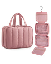 BAGSMART sac de toilette voyage – ouverture principale et élastiques pour organiser les produits.