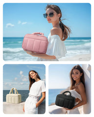 BAGSMART sac toilette rose foncé, poignée douce pour transporter facilement