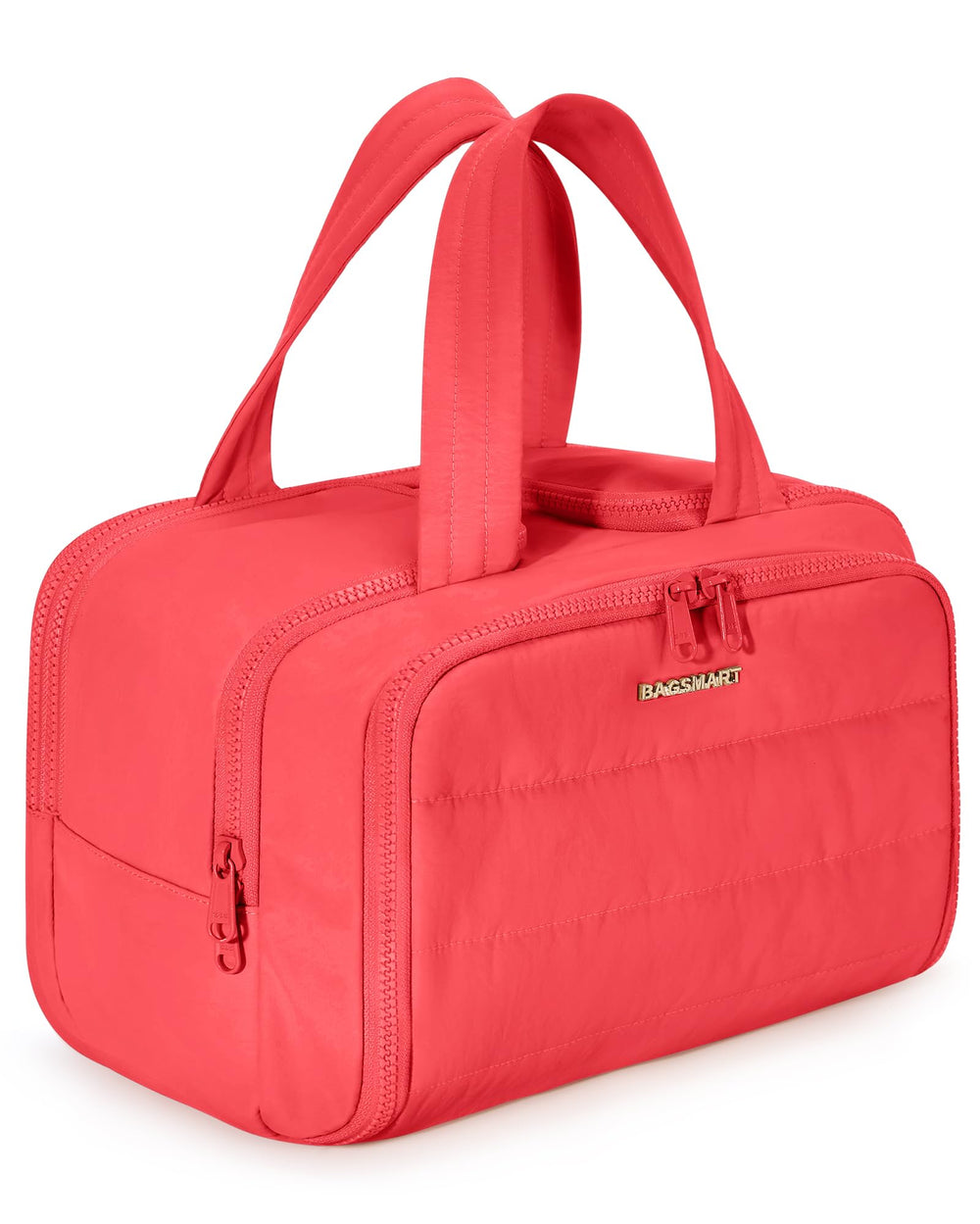 BAGSMART trousse de toilette Puffy rouge vif, ouverture large pour un accès rapide
