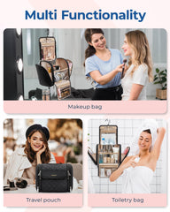 Poche extérieure droite BAGSMART maquillage, adaptée aux accessoires volumineux.