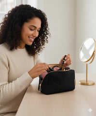 BAGSMART trousse-maquillage-voyage coutures quiltées et finition raffinée.