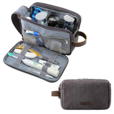 BagSmart trousse-toilette canvas gris grande prête pour le voyage.