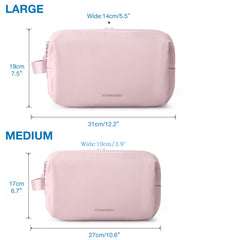 BAGSMART trousse toilette rose, intérieur avec sangles élastiques pour maintenir les flacons debout