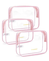 Trousse BAGSMART transparente rose pour un rangement rapide lors des voyages