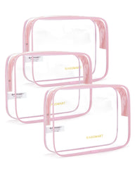 Trousse BAGSMART transparente rose pour un rangement rapide lors des voyages