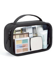 Trousse Bagsmart transparente avec ouverture à 180 degrés pour un accès rapide.