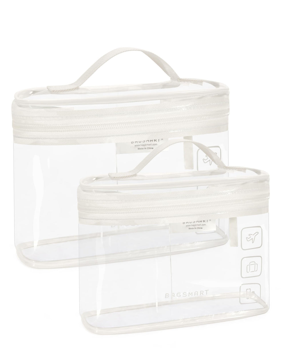 Trousse BAGSMART transparente avec ouverture 180°, accès rapide.