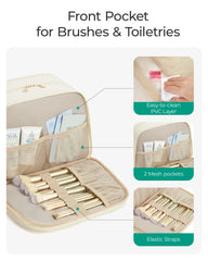 BAGSMART Trousse voyage avec poche arrière ouverte pour rangement clair des cosmétiques.
