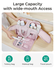 Ouverture double BagSmart rose facilite l'accès et évite les fuites.