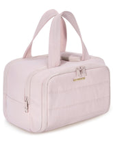 BagSmart trousse de toilette rose, ouverture large pour un accès rapide.