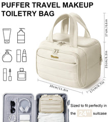 Bagstellar trousse de toilette voyage beige, grande capacité pour vos produits beauté et soins.