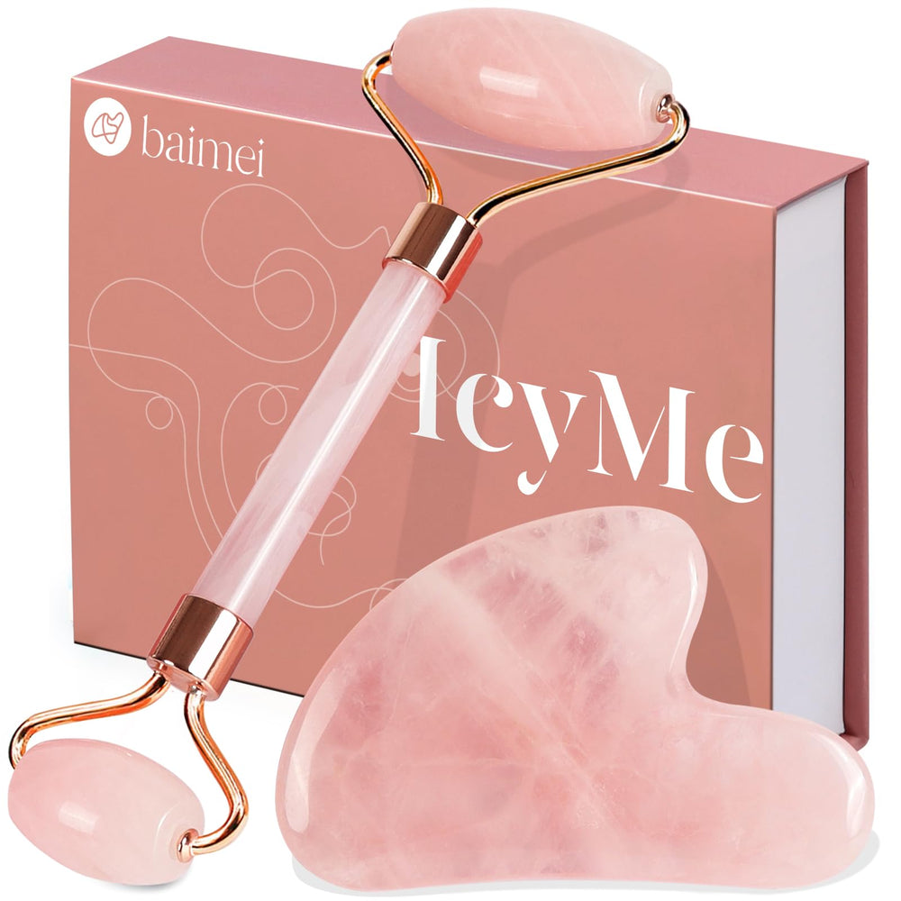 BAIMEI IcyMe, rouleau en quartz rose pour rafraîchir le visage.