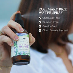 Baja Basics – Flacon huile romarin et eau de riz pour renforcer les cheveux.