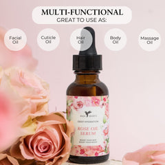 Application douce de l'huile de rose Baja Basics sur le visage